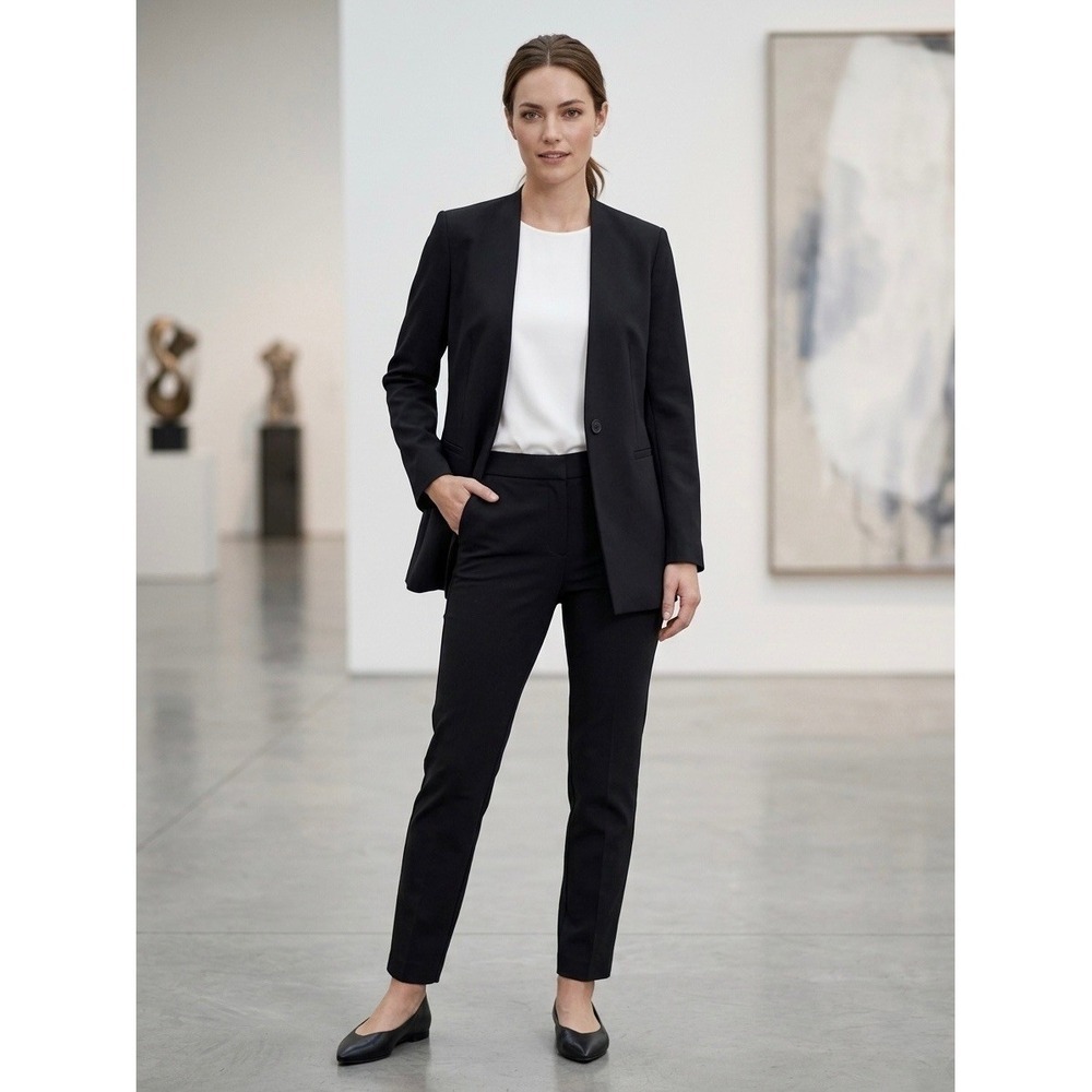 Spanx The Perfect Oversized Blazer Black Collarless Ponte Jacket Size L
